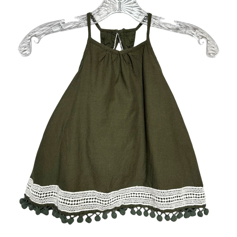 Tommy Bahama Sleeveless Cotton Dress Olive Green White 18mo